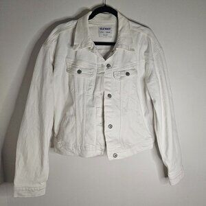 Old Navy White Denim Jacket, Large Tall